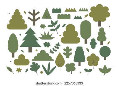 tree plant 1 cute on a white background, vector illustration. 