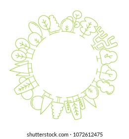 tree and plant border blank circle shape for text, ecology concept