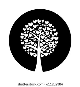 tree plant branches with heart icon vector illustration design