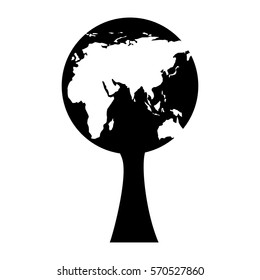 tree plant with earth planet vector illustration design