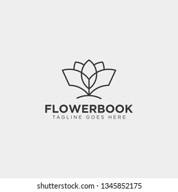 tree, plant and flower book education line logo template vector illustration icon element