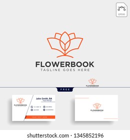 tree, plant and flower book education line logo template vector illustration icon element