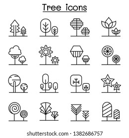 Tree, plant, forest, park icon set in thin line style
