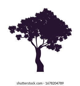 tree plant forest silhouette icon vector illustration design