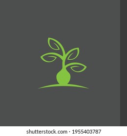 tree plant grow leaf green nature logo design vector