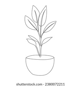 Tree plant growing and seed maturation single line art vector design 