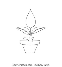 Tree plant growing and seed maturation single line art vector design 
