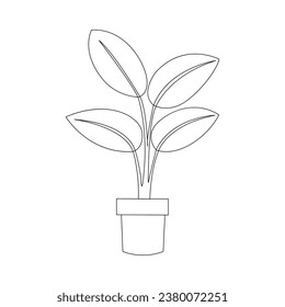 Tree plant growing and seed maturation single line art vector design 