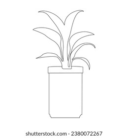 Tree plant growing and seed maturation single line art vector design 