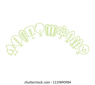 tree and plant half circle shape on white background