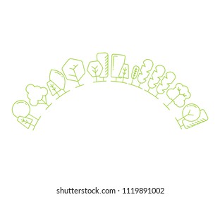 tree and plant half circle shape on white background