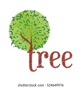 tree plant hand drawing isolated icon vector illustration design