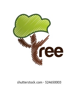 tree plant hand drawing isolated icon vector illustration design