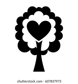 tree plant with heart ecological icon vector illustration design