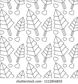 tree plant and hearts isometric pattern background