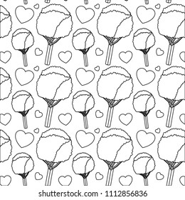 tree plant and hearts isometric pattern background