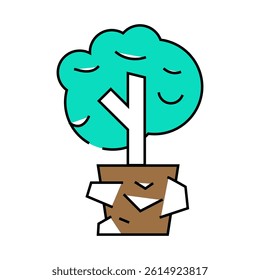 tree plant in house line icon vector. tree plant in house sign. isolated symbol illustration