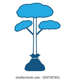 Tree plant icon over white background, blue shading desing. vector illustration