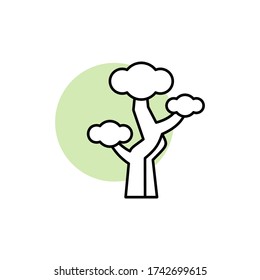 Tree, plant icon. Simple line, outline vector elements of flora with green circle for ui and ux, website or mobile application
