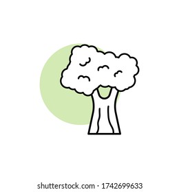 Tree, plant icon. Simple line, outline vector elements of flora with green circle for ui and ux, website or mobile application