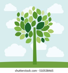 Tree plant with leaves design 
