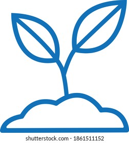 Baumpflanzensymbol, Vektorgrafik einzeln auf Blau  