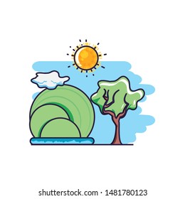 tree plant nature with sun