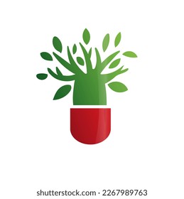 Tree plant pill medical logo