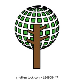 tree plant with planet isolated icon