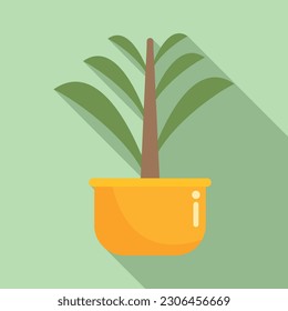 Tree plant pot icon flat vector. House nature. Indoor leaf