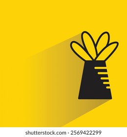tree plant pot icon with shadow on yellow background