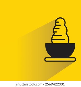 tree plant pot icon with shadow on yellow background