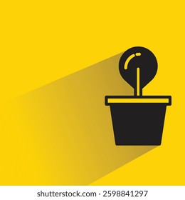 tree plant pot icon with shadow yellow background