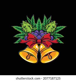 tree plant weed cannabis bud nug flower marijuana and bell for Christmas