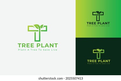 Tree Plantation Logo Design, Bio Plant, Biology Logo, Ecology Nature Element Vector, Tree Leaf Logo, Letter T Logo.