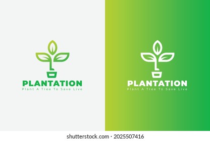Tree Plantation Logo Design, Bio Plant, Biology Logo, Ecology Nature Element Vector, Tree Leaf Logo.