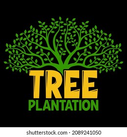 Tree Plantation Vector Format for T-shirt And Mug Design