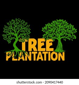 Tree Plantation Vector Format for T-shirt And Mug Design