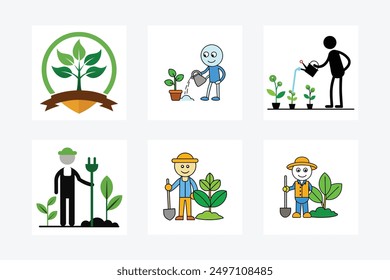 "Baumbepflanzung Emblem Vektor: Clipart, Line Art, perfekt für umweltfreundliche Designs."






