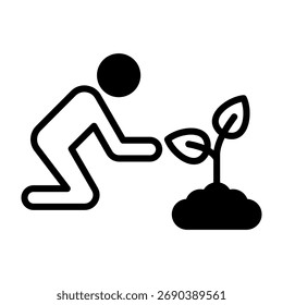 Tree Planting Icon Mixed Vector Illustration