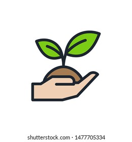 Tree planting icon,Sapling icon,Vector and Illustration.