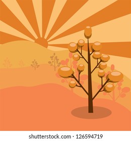 Tree plants with brown leafs  design.
