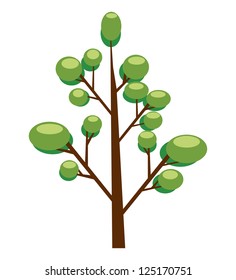 Tree plants with green leafs vector design.