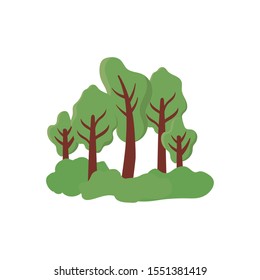 tree plants with landscape on white background vector illustration design