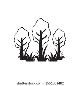tree plants with landscape on white background vector illustration design