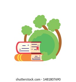 tree plants nature with books supplies