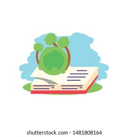 tree plants nature with textbook supply