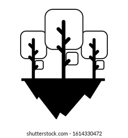 tree plants over terrain in white background vector illustration design