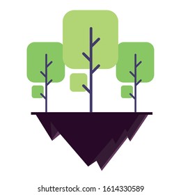 tree plants over terrain in white background vector illustration design
