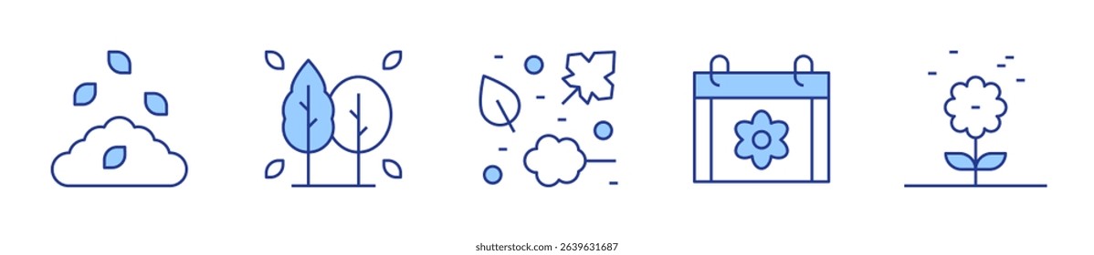 tree, pollen, leaves, calendar. Seasons Icon vector illustration. Line Duotone style. Editable stroke.
